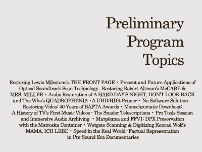 Preliminary Program Topics